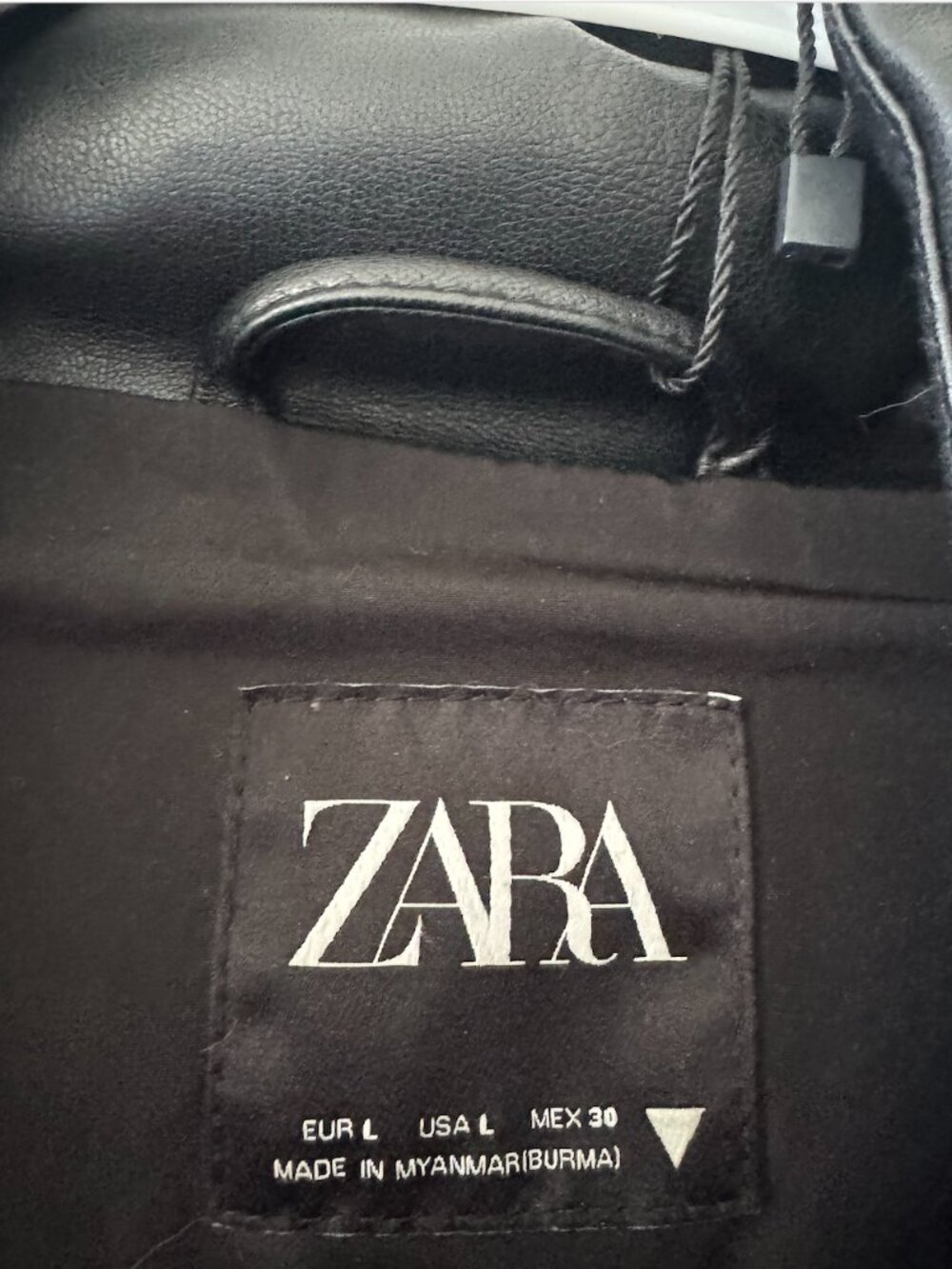 Zara Black Faux Leather Puffer Jacket Size L - Picture 4 of 6
